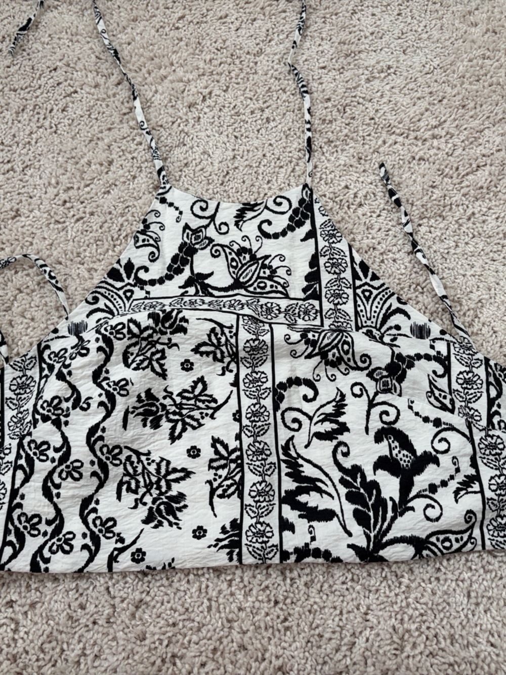 Black & White Boho Print Crop Tank